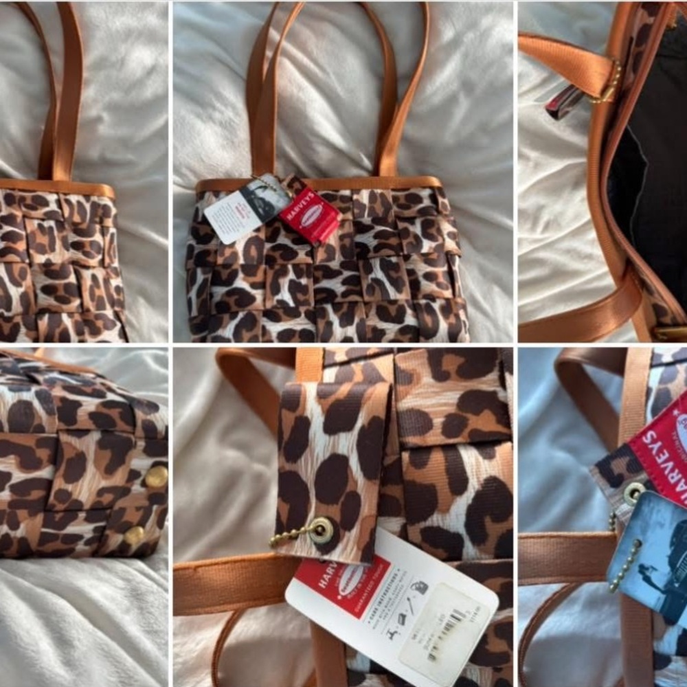Harveys Leopard Print Tote with Brown Straps